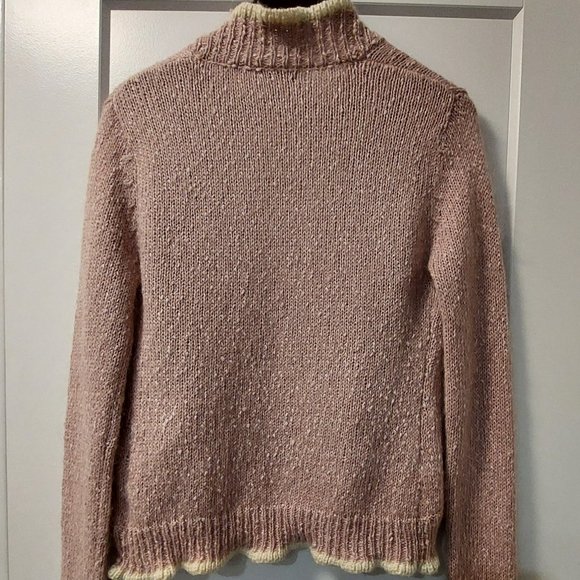 Mac & Jac  Acrylic/Cotton/Mohair Sweater - Light Pink/White - Size Medium - Picture 6 of 11